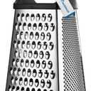Professional Cheese Grater - Stainless Steel, XL Size, 4 Sides - Perfect Box Grater for Parmesan Cheese, Vegetables, Ginger - Dishwasher Safe - Black