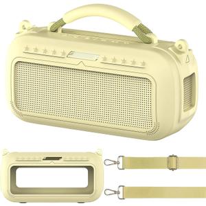 JCHPINE Silicone Cover Case for Bose SoundLink Max Portable Speaker Accessories, Soft Silicone Skin for SoundLink Max Bluetooth Speaker with Shoulder Strap (Citrus Yellow Case)