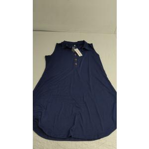 Women's Casual V Neck Midi Dress Summer Blue XL