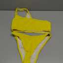 Fanuerg Women's Ribbed Bikini Sets Scoop Neck Cheeky Swimsuit Textured Two Piece Bathing Suit (Yellow)