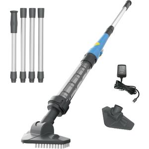 Spa Vacuum for Hot Tub, Cordless Pool Vacuum for Above Ground Pool, Lightweight Handheld Pool Cleaner with 2 Brush Heads, Rechargeable Stick Spa Cleaner (Blue)
