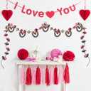 Valentine's Day Rattan Heart Garland, 7.5ft Artificial Rose Vine with Heart Ornament Floral Valentine's Day Banner Indoor Flower Outdoor Decorations for Mantel Fireplace Wall Home Farmhouse