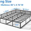 Qingzhou Box Spring King Bed Bases, 9 Inch High Metal King Size Box Spring Only, Heavy Duty Mattress Foundation with Fabric Cover, Easy Assembly, Quiet Noise Free, Non Slip, Black