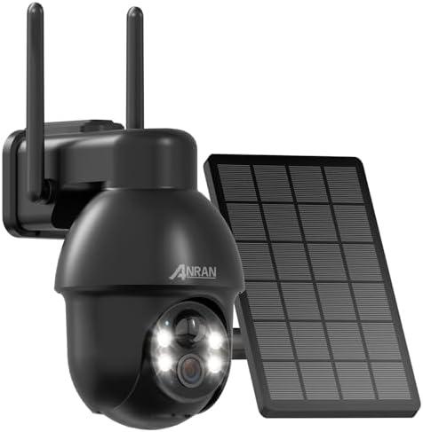 ANRAN 2K Solar Camera Wireless Outdoor, 2.4G WiFi Camera for Home Security Battery-Powered, 360° PTZ, PIR Human Detection, 3MP Color Night Vision, 2-Way Audio, Compatible with Alexa
