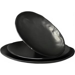 TP Melamine Serving Platters Set of 3, 10", 12" and 14" Oval Serving Trays for Food, Fruits, Snacks, Appetizers and Desserts, Lightweight Plates Set for Home Parties Indoors & Outdoors, Black