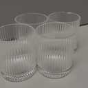 Ribbed Drinking Glasses 8pcs, 12oz and 10oz Glassware, Tumbler Glasses Cup Set for Wedding, Party, Christmas Gift, Clear