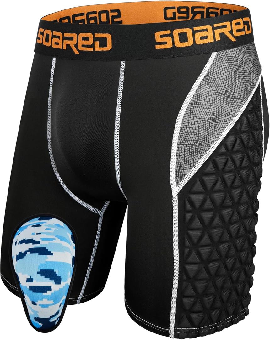 Soared Youth Sliding Shorts Baseball XPE Padded Slider Shorts Protective Compression Short for Football Lacrosse Softball (Small, BK+PC)