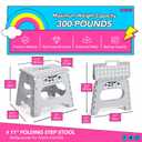 Delxo Folding Step Stool, 11 inch Non-Slip Foldable Stools for Kids & Adults Up to 300 LBS, Step Stool with Handle, Lightweight for Kitchen, Bathroom, Bedroom, Garden, Grey, 1PC (Gray)