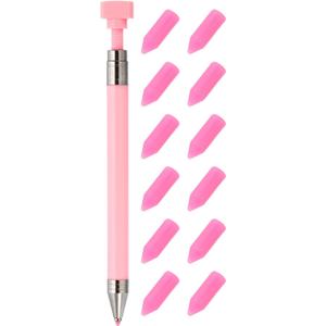 PATIKIL Diamond Art Pen with Wax, Fine Point Diamond Art Accessories Refillable Wax Pen with 12 Pcs Wax for Diamond Art Nail DIY Craft, Pink