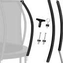 Trampoline Curved Pole Replacement, Universal Curved Enclosure Pole for 10-16ft Frame, with Plastic T Connector, Mounting Hardware, Foam Cover