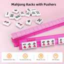 Non-Slip Mahjong Racks with Pushers, 4-Pack Clear Acrylic Racks, American Mahjong Accessories, Gift-Ready Mahjong Gifts (Clear)