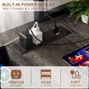 Aheaplus L Shaped Gaming Desk with Power Outlets & LED Lights, Small L- Shaped Desk Computer Corner Desk with Monitor Stand & Storage Shelf, Home Office Desk Writing Desk with Storage Bag, Grey Oak