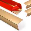 4Pack Aluminum Metal Corner Protector, 45x 1 Peel and Stick L Molding Corner Guards with 90 Angle, for Wall Door Frame Cabinet Furniture Baseboard Protection and Decoration (Gold)