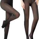 Zibnwek Fleece Lined Tights For Women, Panty Hose Women's Control Top, Fake Translucent Thick Thermal Sheer Tights, Winter Nylons Warm Sheer Leggings, S-M, 220g