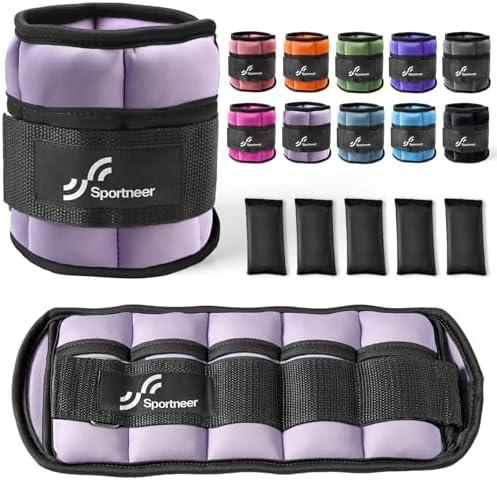 Sportneer Adjustable Ankle Weights 1 Pair 2 4 6 8 10 Lbs Leg Weight Straps for Women Men, Weighted Ankle Weights Set for Gym,Fitness, Workout,Walking, Jogging,1-5 lbs Each Ankle, 1 Pair 2-10 lbs