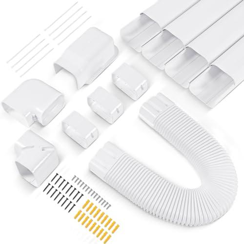 KuriProtect 4”W 16.5Ft Decorative PVC Line Set Cover Kit for Mini Split Lineset Cover Kit for Air Conditioner & Heat Pump (White)