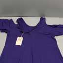 Elesomo Womens V Neck Cold Shoulder Tops Short/Long Sleeve Summer T Shirts Basic Tees,  XL, Purple