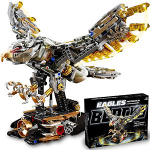 Ideas Mechanical Eagle Building Set with Light, Compatible with Lego Animal, Rotatable Eagle Building Blocks Toy for Adults, STEM Gift (1168 PCS)