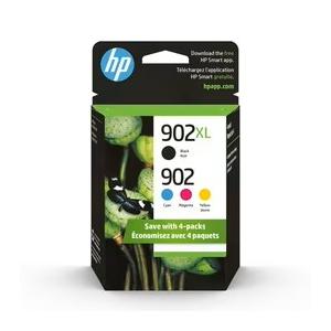 902XL Black + 902 Cyan, Magenta, Yellow Ink Cartridge (Black XL + CMY) | Works OfficeJet 6954, 6958, 6962 OfficeJet Pro 6968, 6975, 6978 | T0A39AN