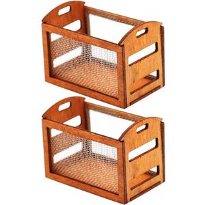 Yardwe Miniature Wooden Basket Dollhouse Accessories Hollow Wire Frame Storage Model 1.25 Inch for Dollhouse D Cor and Display