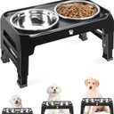 Elevated Dog Bowls 3 Height Adjustable Raised Bowl Stand with 25oz Stainless Steel Dog Food Bowls Anti-Slip for Small Dogs Adjusts to 7.5", 6", 2.75", Black