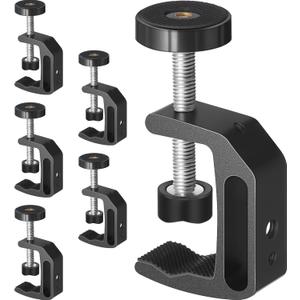 Hicarer 6 Pcs Universal C Clamp with 1/4'' and 3/8'' Thread Hole Aluminum Support Clamp for Desk Table Desktop Mount Holder Bench Lcd Monitor Flash Desks Worktables