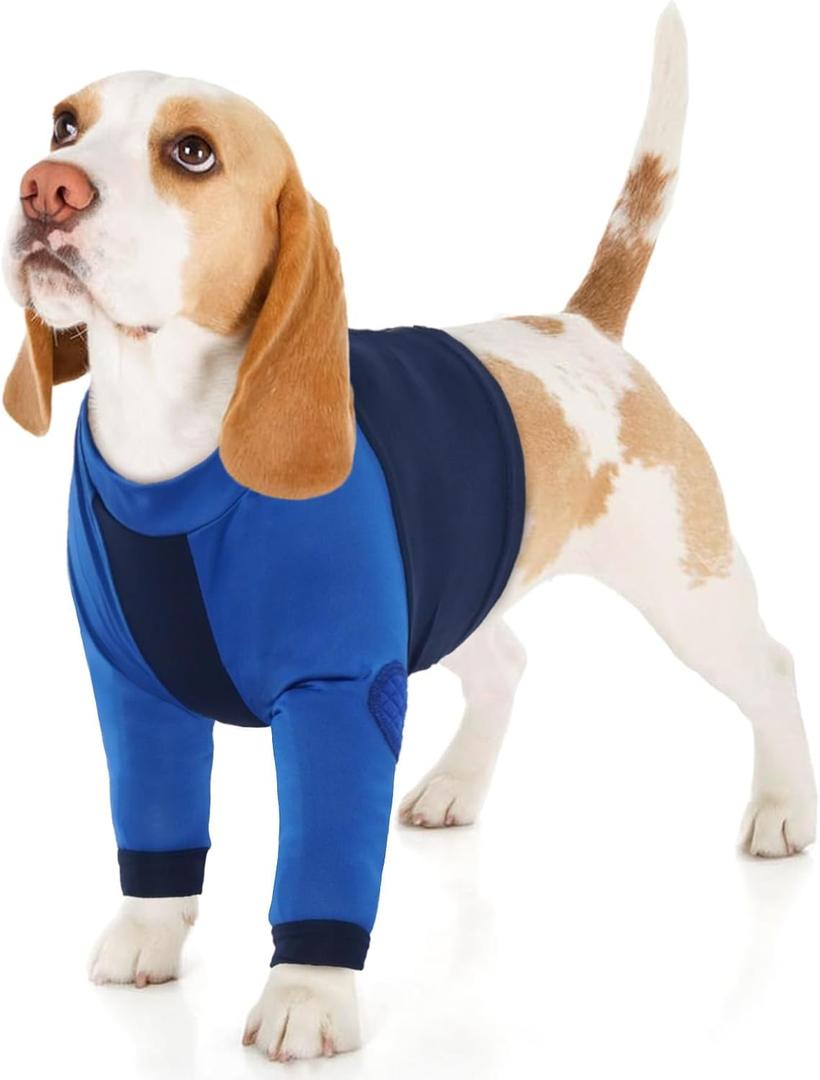 LeLePet Dog Recovery Suit for Front Legs, Dog Sleeve to Stop Licking, Elbow Protector for Leg Injuries Shoulder Wounds After Surgery Male Female,Zippered Long-Sleeved Shirt Cone Alternative(S-3XL) (2XL, Blue)