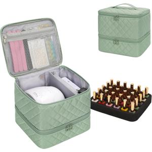 Ethereal Nail Polish Organizer Case Holds 30+ Bottles (15ml/0.5 fl.oz) Nail Lamp, Gel Polish Travel Case Bag for Nail Suppiles, Gift for Manicurist, Girls