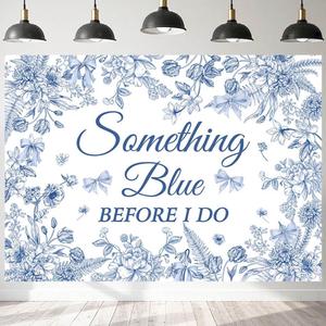 7x5ft Something Blue Before I Do Bridal Shower Backdrop Floral Theme Something Blue Before I Do Banner for Bachelorette Engagement Wedding Party Supplies