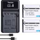 Tectra 2-Pack NP-BK1 Battery and LED USB Charger for Sony Cybershot DSC-W370, DSC-S750, DSC-S780, DSC-S950, DSC-S980, DSC-W190, MHS-CM1 HD, MHS-PM1, MHS-PM5, MHS-CM5