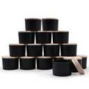 SHOWIN Thick Candle Jars for Making Candles 16 Pcs, 4 OZ Empty Jars with Wood Lids for Candle Making, Sample Container - Dishwasher Safe,Matte Black