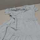 Tymidy Girls Casual Dress Summer Button V Neck Short Sleeve Ruffle Hem Flowy Swing Mini Dresses, Size 120