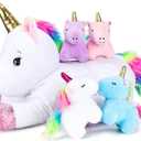 16inch Unicorn Stuffed Animals PlaySet- Unicorn Doll Toy Gifts for Girls - Stuffed Mommy Unicorn with 4 Baby Plush Unicorns