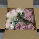 Peonies Artificial Flowers Bulk, 12 Bundles Fake Silk Peonies Faux Eucalyptus Bouquet Realistic Peony Floral Arrangement for Wedding Table Centerpiece Vase Decor (Dusty Pink & Light Pink)