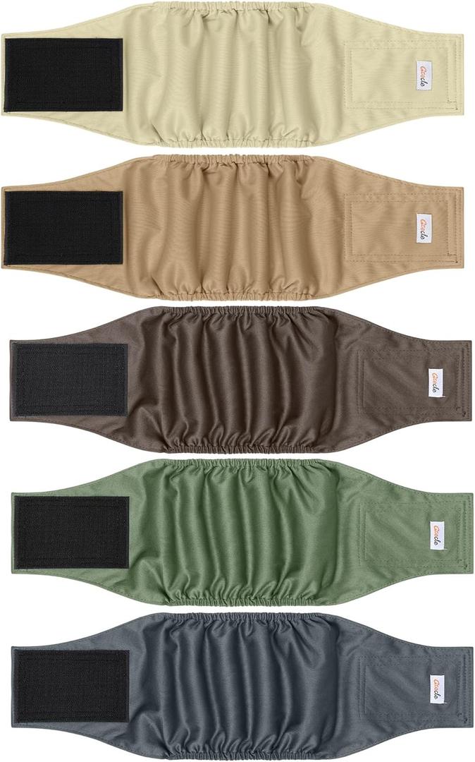 5 Pack Dog Diapers Male Reusable, Premium Belly Bands for Dogs, High Absorbing Male Dog Pee Wraps for Doggie in Incontinence or Excitable Urination Green M