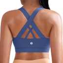 RUNNING GIRL Sports Bra for Women, Criss-Cross Back Padded Strappy Sports Bras Medium Support Yoga Bra with Removable Cups (Large, Violet Storm)