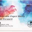 Watercolor Paper Block 9x12 Inch, Fuumuui 100% Cotton Paper Pad, 22 Sheets, Cold Pressed, Acid-Free, 140 lb/300gsm for Painting, Drawing, Art Journaling, Professional Artist Quality