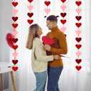 12 PCS Valentines Banner, Hanging Valentines Decor, Pre-Assemble Heart Banner Galentines Day Decorations for Holiday Classroom School Home Backdrop DecorRed, Pink, Burgundy