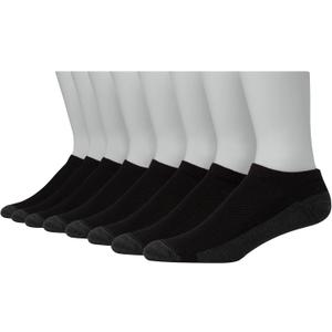 Hanes Mens Max 6 And Ultimate 8-Pack Ultra Cushion FreshIQ Odor Control With Wicking Low Cut Socks, Black, Black - 8 Pack, 6-12 US