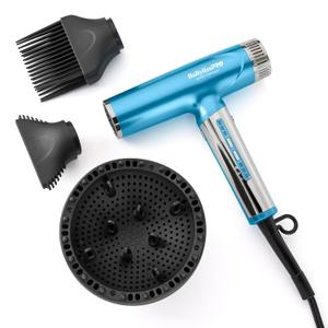 BaBylissPRO Nano Titanium Light Ionic HighSpeed Hair Dryer with Diffuser, Portable Travel Blow Dryer, Professional Styling Tool Set, 9 Heat/Speed Settings, Dual Voltage, for All Hair Types