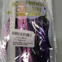 Pink Purple Black Foil Fringe Curtains Birthday Decorations, 2 Pack 3.2x6.6ft Kawaii Tinsel Backdrop Photo Booth Props Cute Anime Birthday Party Decorations Supplies Favors