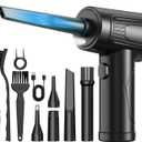 11-in-1 Compressed Air Duster-3-Gear Adjustable 120000 RPM Electric Air Duster with LED Light, Reusable no Canned Keyboard Cleaner for Office, 9000mAh Cordless Air Duster for Computer/Car/Home (Black)