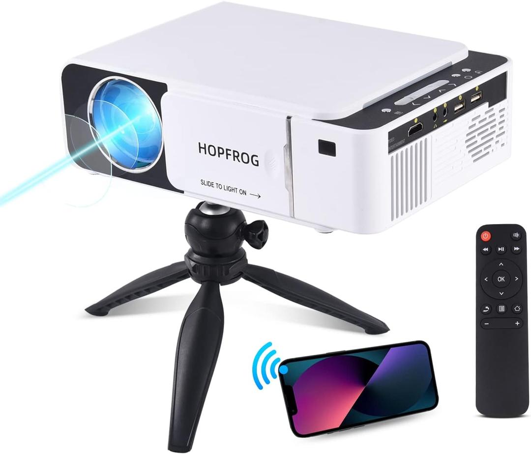 2024 Upgraded Full HD 1080P Projector, 9500 Lumens Portable Movie Projector, iPhone Projector with WiFi and Tripod Mount, Proyector Portatil Projecter for Outdoor Home Video Projection
