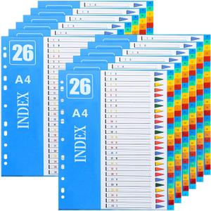 Yeaqee 12 Sets Plastic 3 Ring Binder Dividers with Tabs Multicolor Tab Heavy Duty Alphabetical File Adhesive Colorful A-Z Dividers for Reading Notebooks and Classify Files