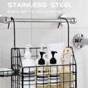 Large Rustproof Shower Caddy Hanging, 304 Stainless Steel Hanging Shower Organizer Basket for Bathroom & Bathtub, Over the Rod Shower Rack for Shampoo, Conditioner, Soap & Bath Accessories(Black)