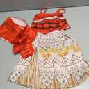 WonderBabe Girls Princess Costume Toddler Kids Theme Birthday Outfits Halloween Dress up Two-Pieces Crop Top Tassel Skirt Set (3-4 Years, Red)