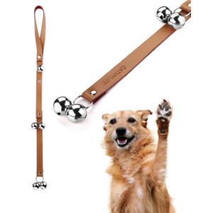 Leather Dog Doorbells for Door Knob, Adjustable Brass Potty Training Bells for Puppy to Go Outside, Easy Dog Door Bell for Potty Training