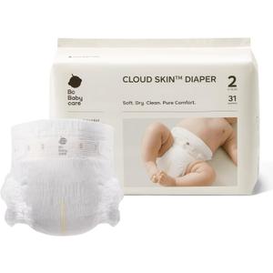 Bc Babycare Cloud Skin Baby Diapers, Size 2 (12-18 lbs), 31 Count Ultra Soft & Dry, Leak-Proof Overnight Comfort, Hypoallergenic, Totally Chlorine-Free