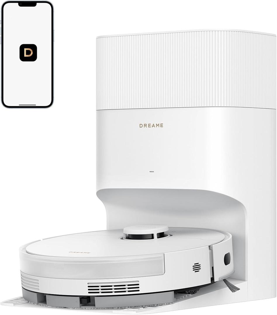 DREAME D20 Plus Robot Vacuum and Mop, 13,000Pa Suction, Self-Emptying with 5L Dust Bag, DuoBrush for Pet Hair, LDS Mapping, App & Voice Control, 5200mAh Battery, Ideal for Hard Floors & Carpets