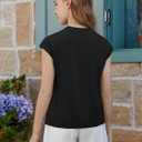 ZDC Girls Short Cap Sleeve T Shirts Kids Crewneck Summer Tops Basic Tees 5-14 Years (Black, L)